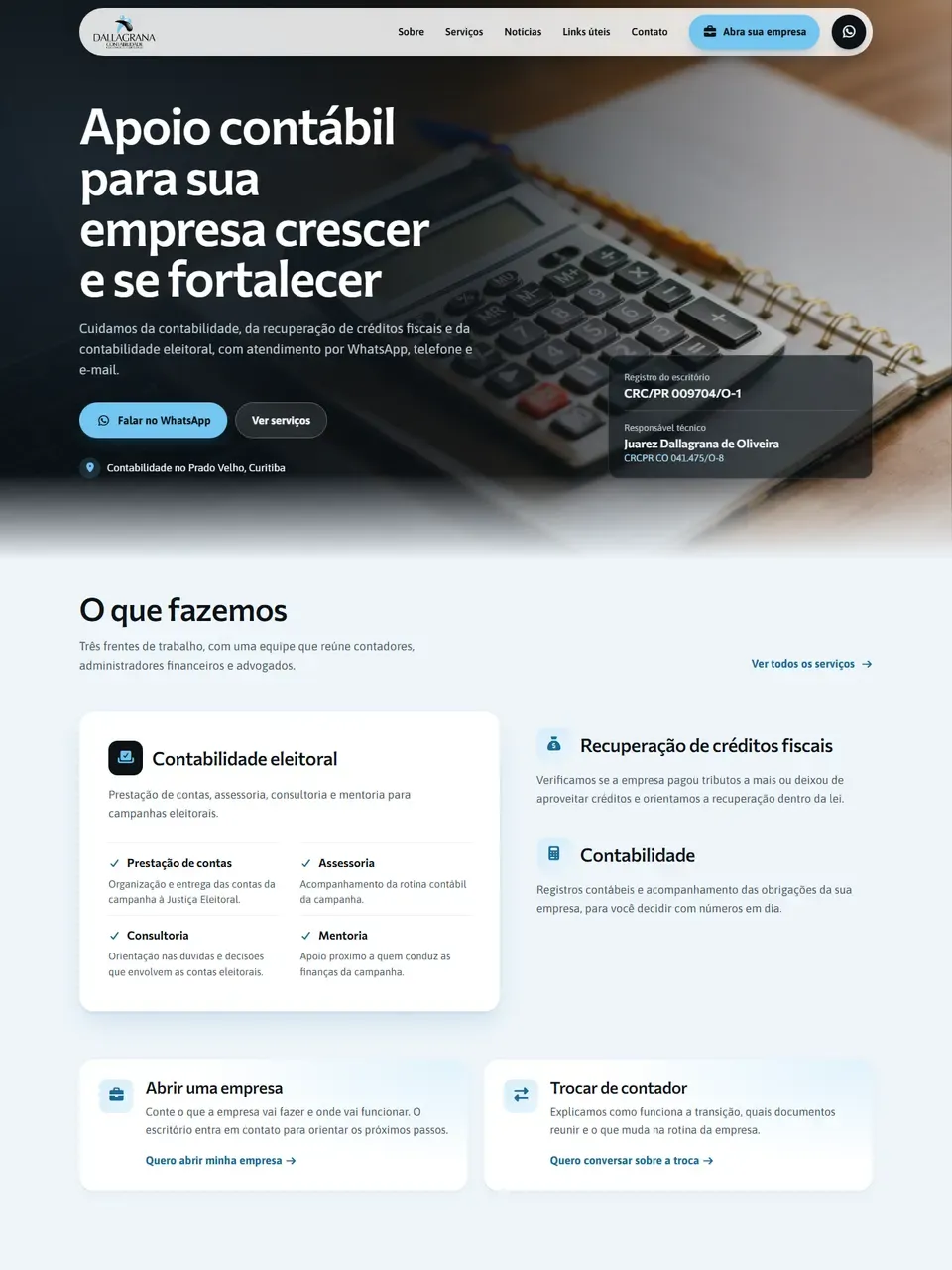 Página inicial do site Dallagrana Contabilidade