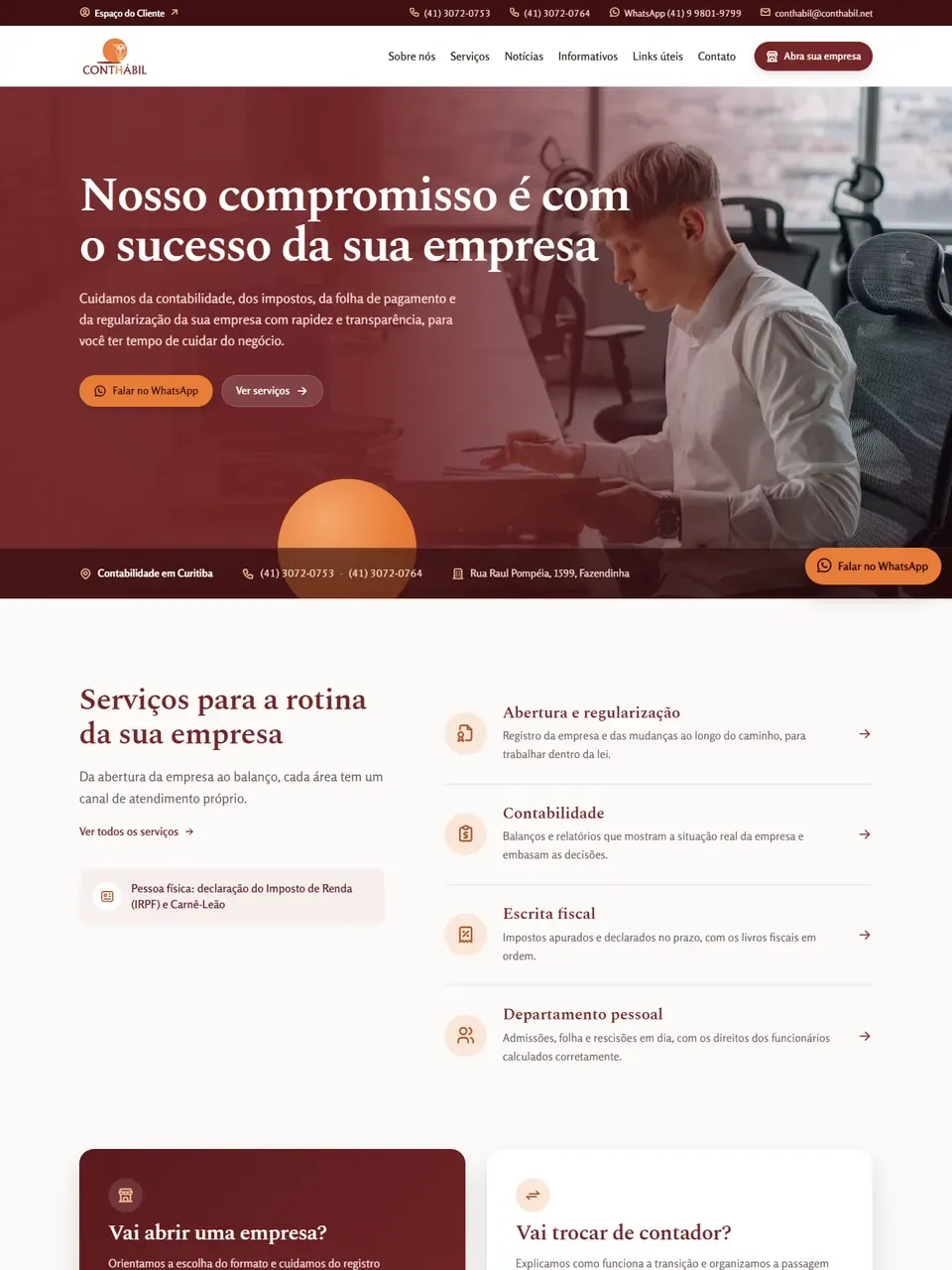 Página inicial do site Conthabil