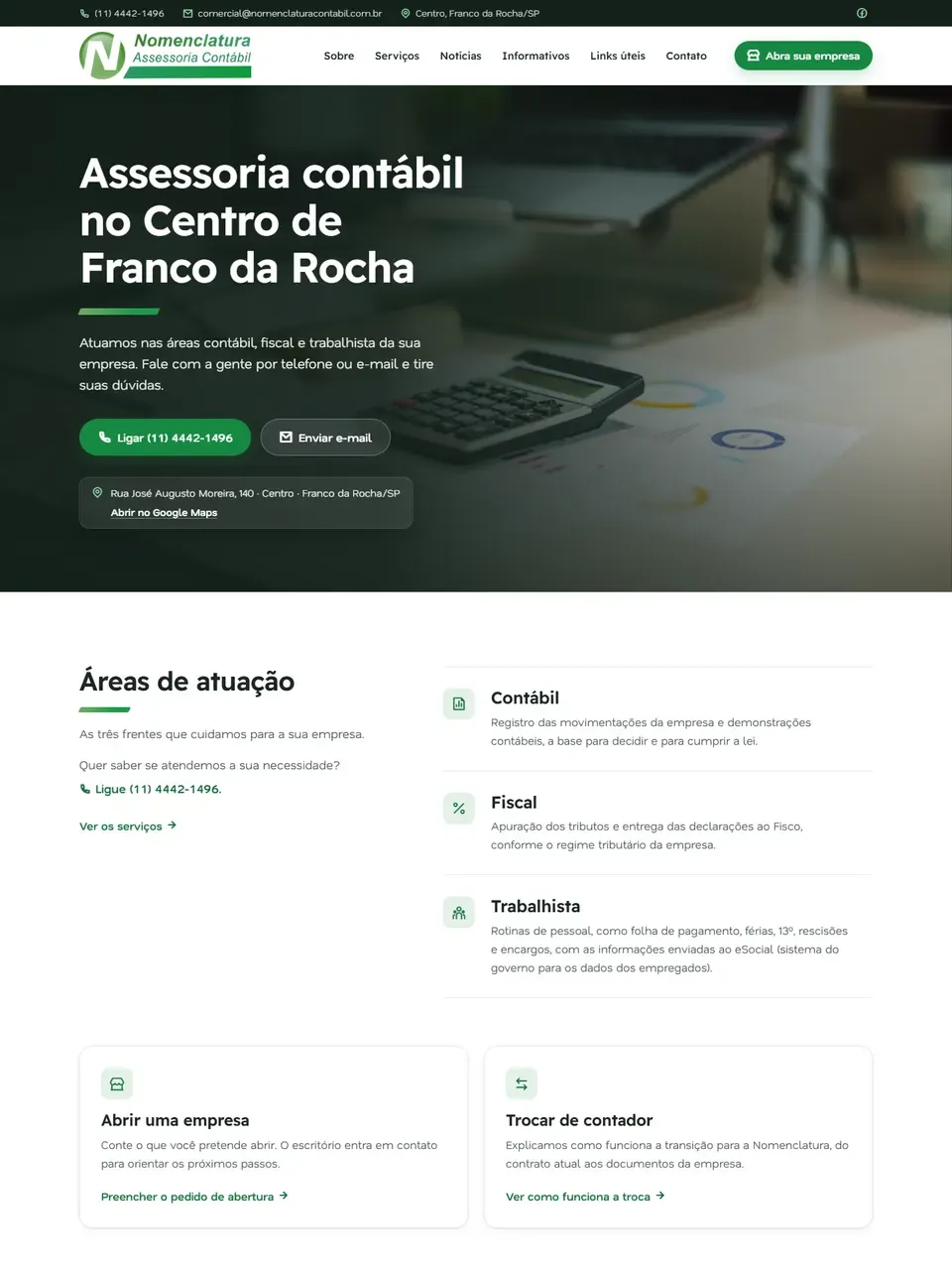 Página inicial do site Nomenclatura Contábil