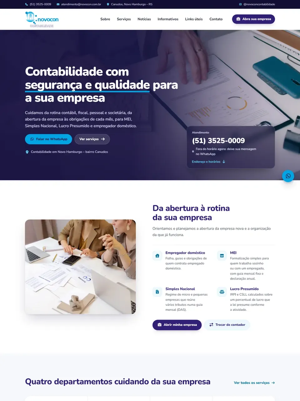 Página inicial do site Novocon